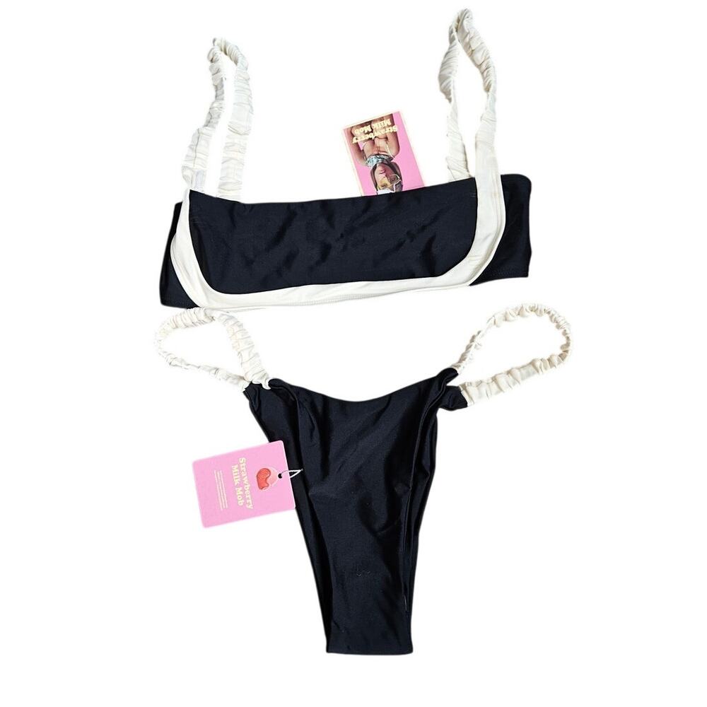 Strawberry Milk Mob Black and White Ruffle-Trim BOTTOMS ONLY - Picture 2 of 6